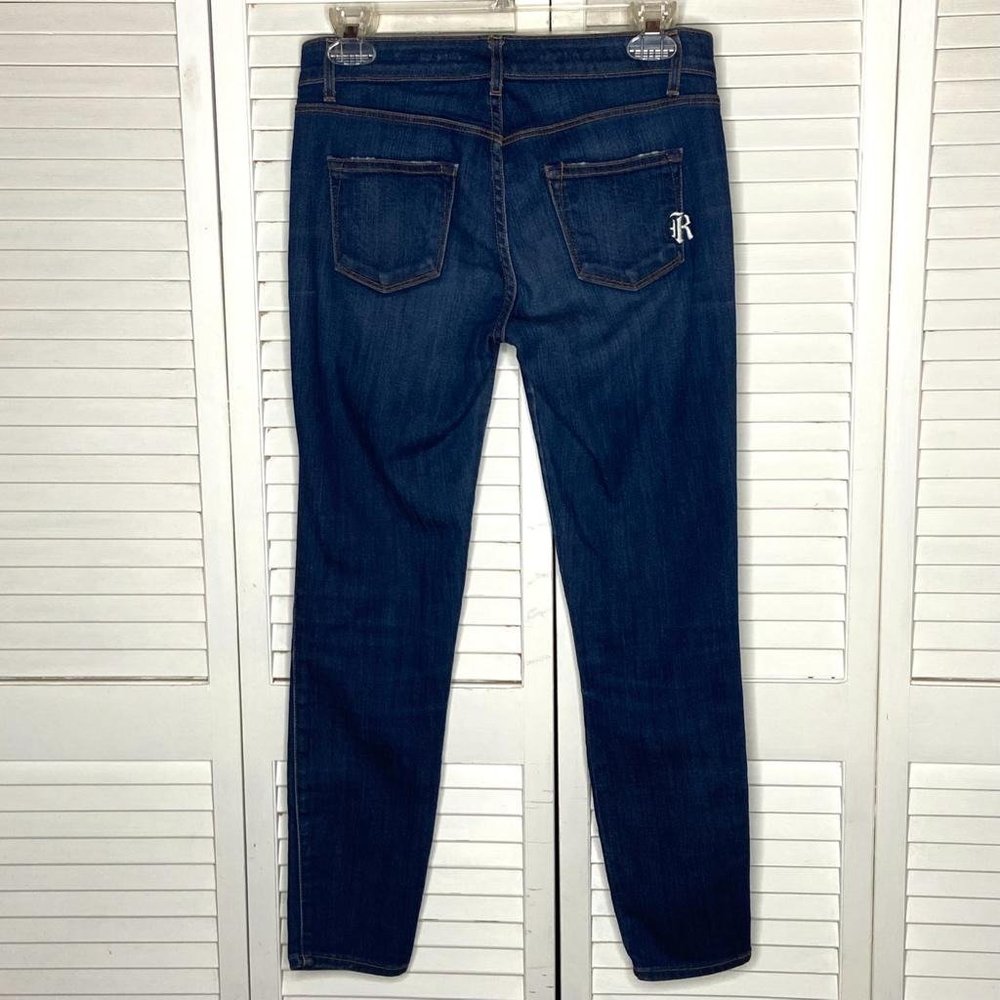 Vintage 2000s Y2K Rich & Skinny Medium Blue Skinny Cropped Stretch Jeans 26 2